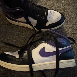 Nike Air Jordan 1 Mid Black Purple White Sneakers